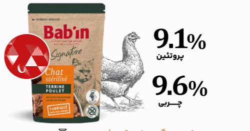 پوچ گربه با طعم مرغ بدون غلات بابین